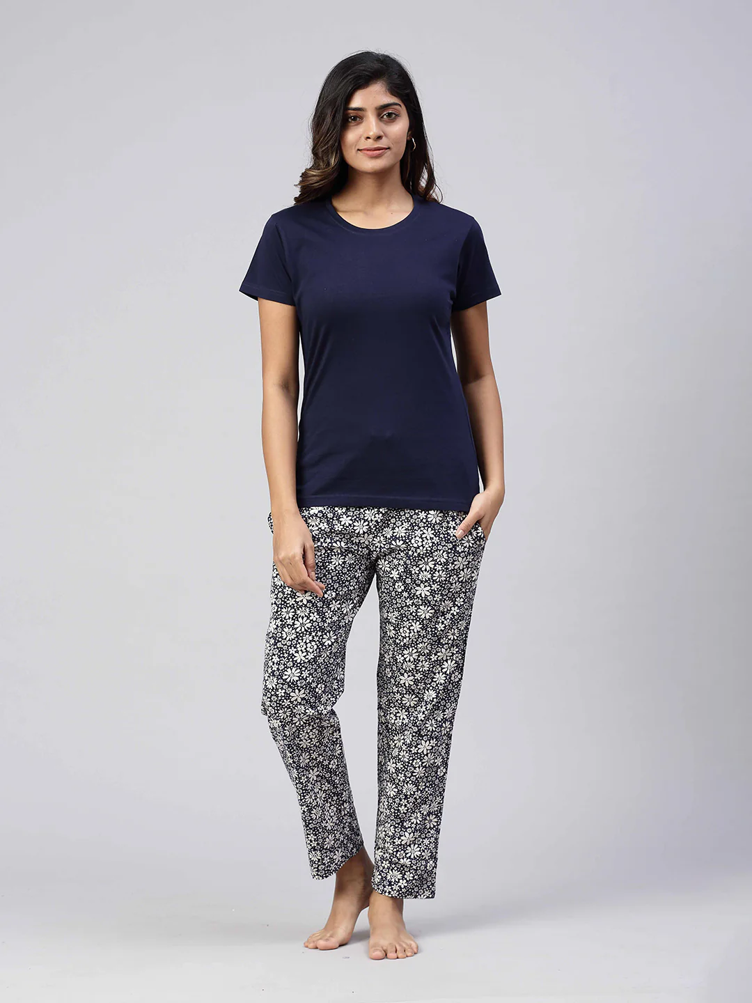 Women Knit Cotton Loungewear Set Navy - Image 5