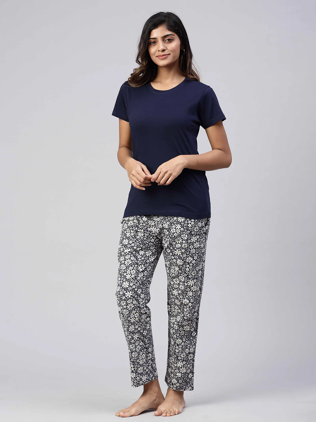 Women Knit Cotton Loungewear Set Navy - Image 6