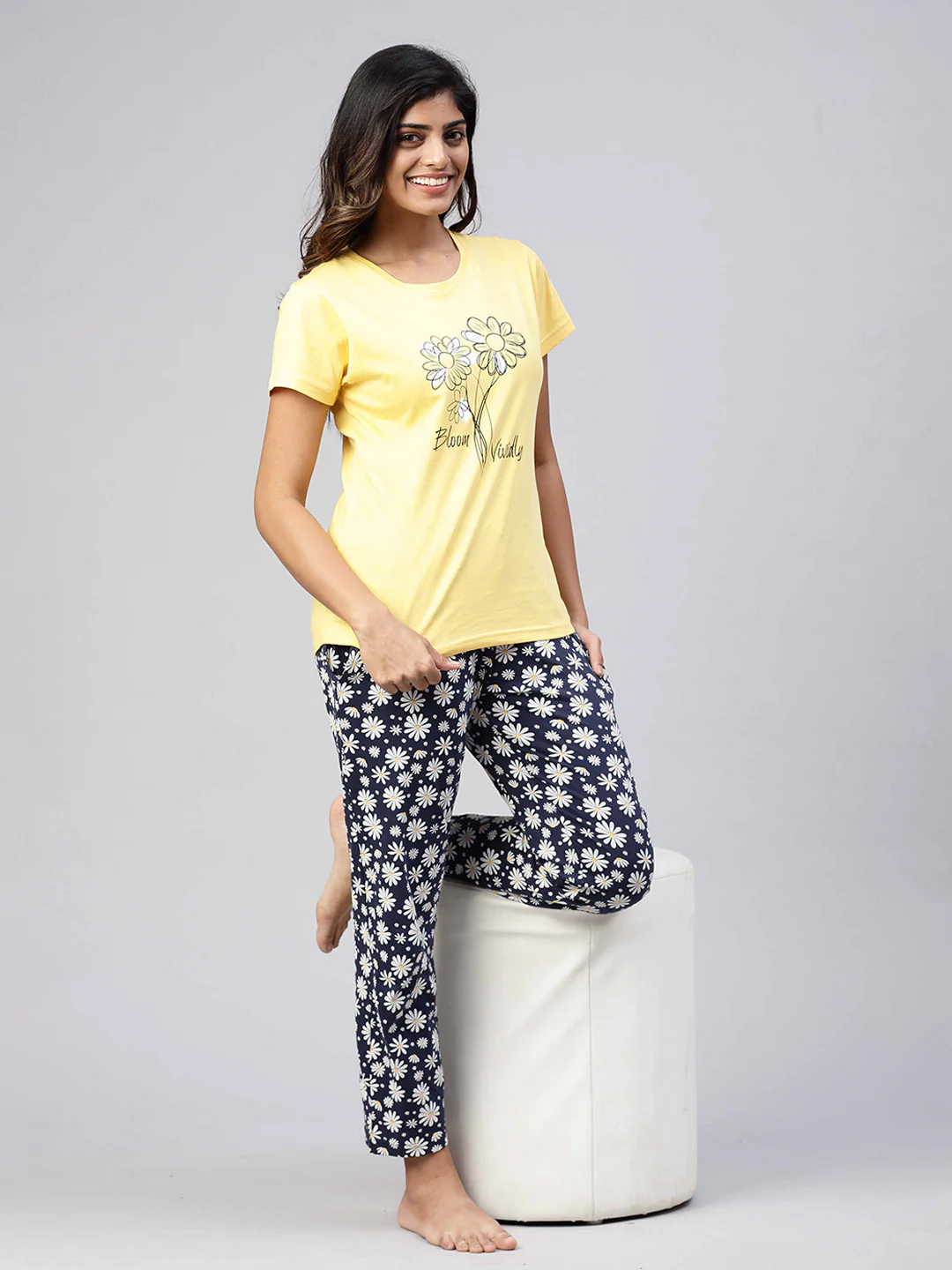 Women Knit Cotton Loungewear Set Yellow - Image 6
