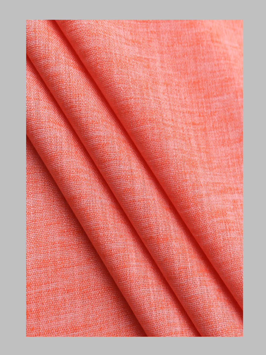 Women Cotton Blend Self Design Unstitched Kurti Fabric Pinkish Orange Lampus - Image 3