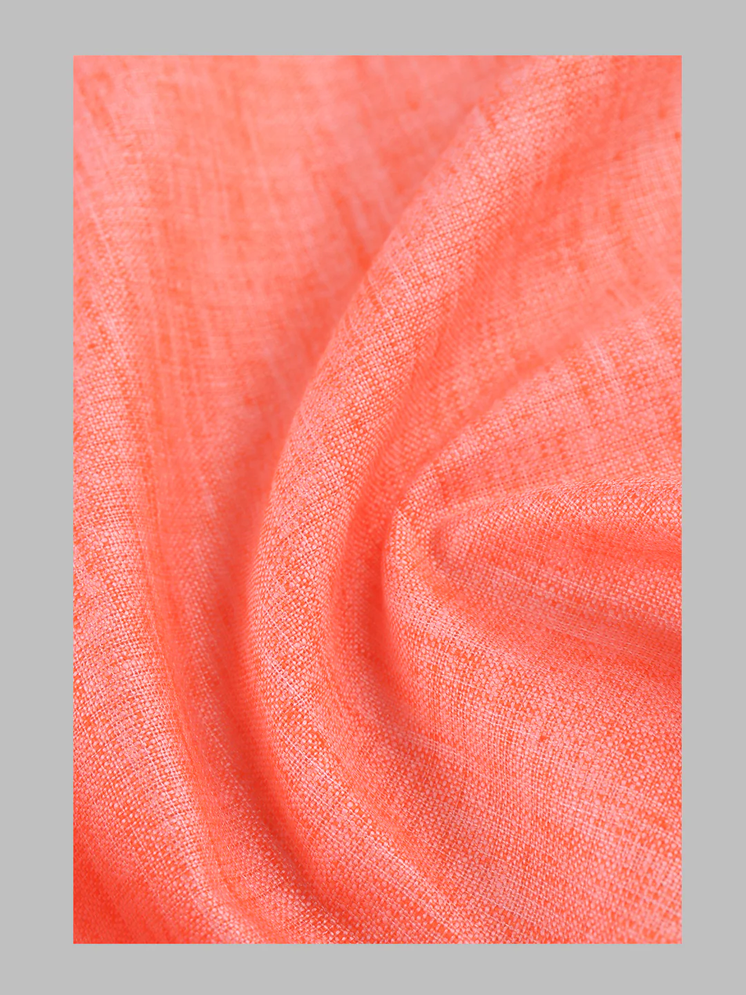 Women Cotton Blend Self Design Unstitched Kurti Fabric Pinkish Orange Lampus - Image 4