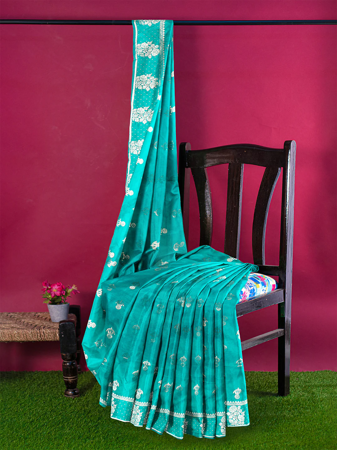 Women Ramar Green Art Silk Printed Saree ASS88 - Image 2