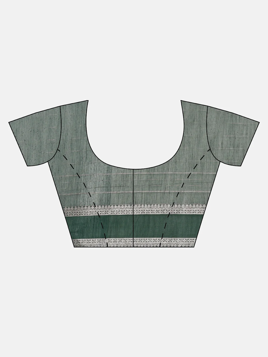 Women Dark Green Kora Cotton Saree SK99 - Image 4