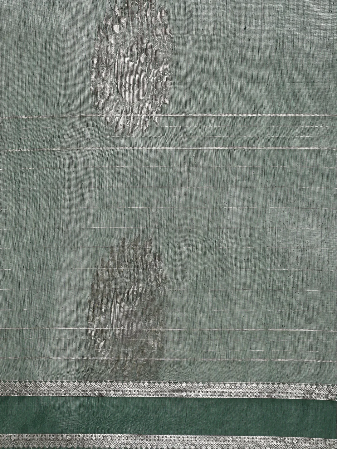 Women Dark Green Kora Cotton Saree SK99 - Image 6
