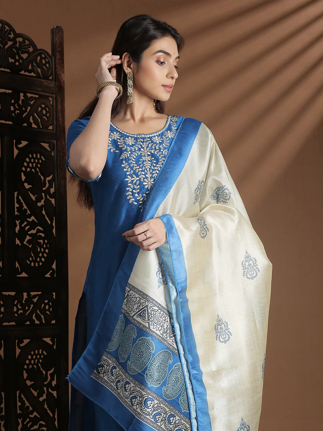 Women Denim Blue Kurti Set EKS130 - Image 2