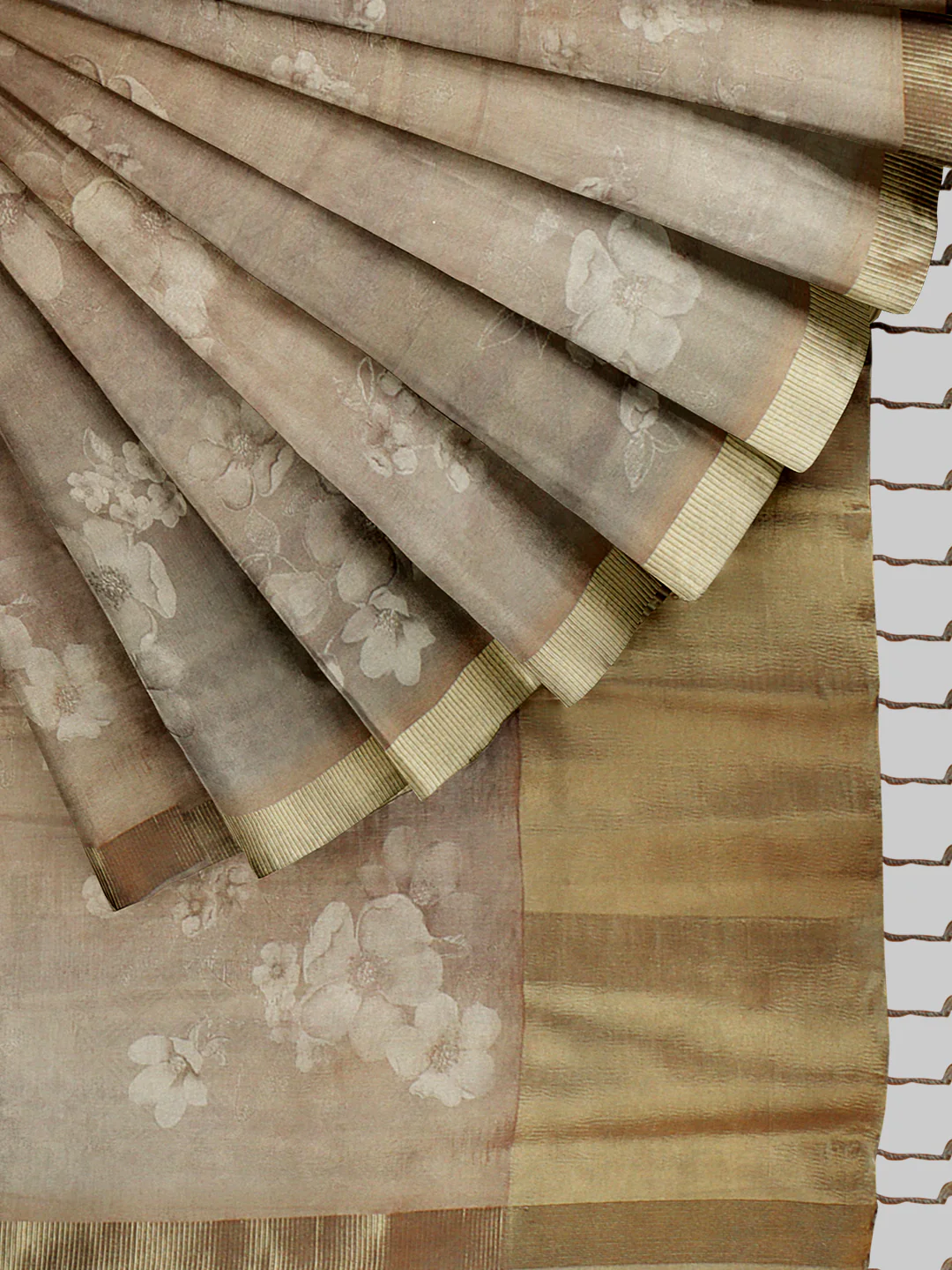 Women Gold with Silver Tissue Saree TS54 - Image 3