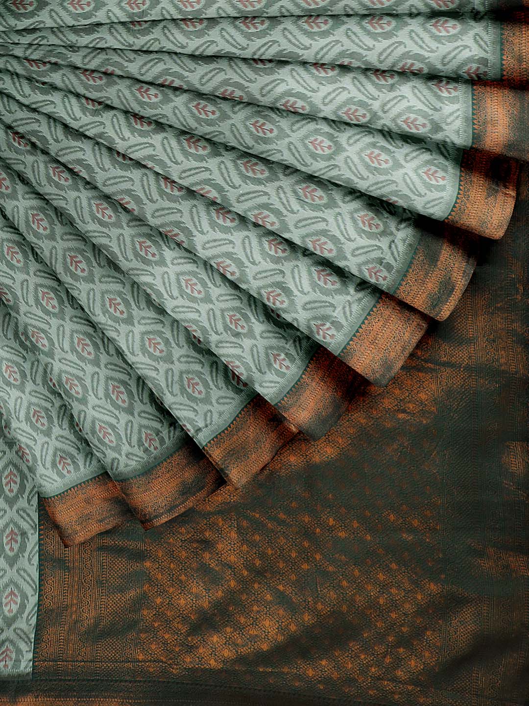 Women Green Art Silk Printed Saree ASS50 - Image 3
