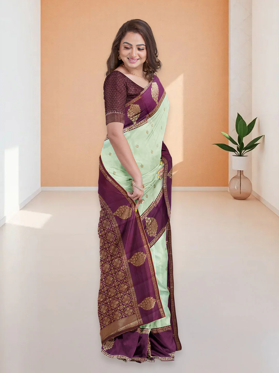 Women Green Art Silk Saree ASS97 - Image 3