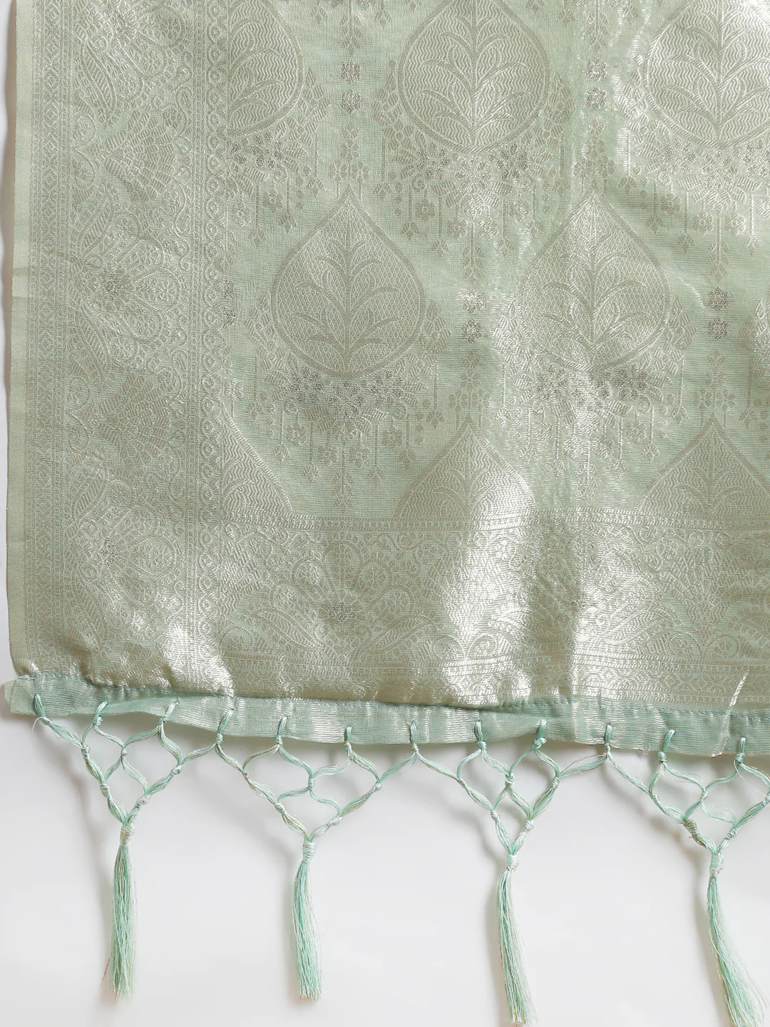 Women Green Cotton Weaving Saree PCS258 - Image 7