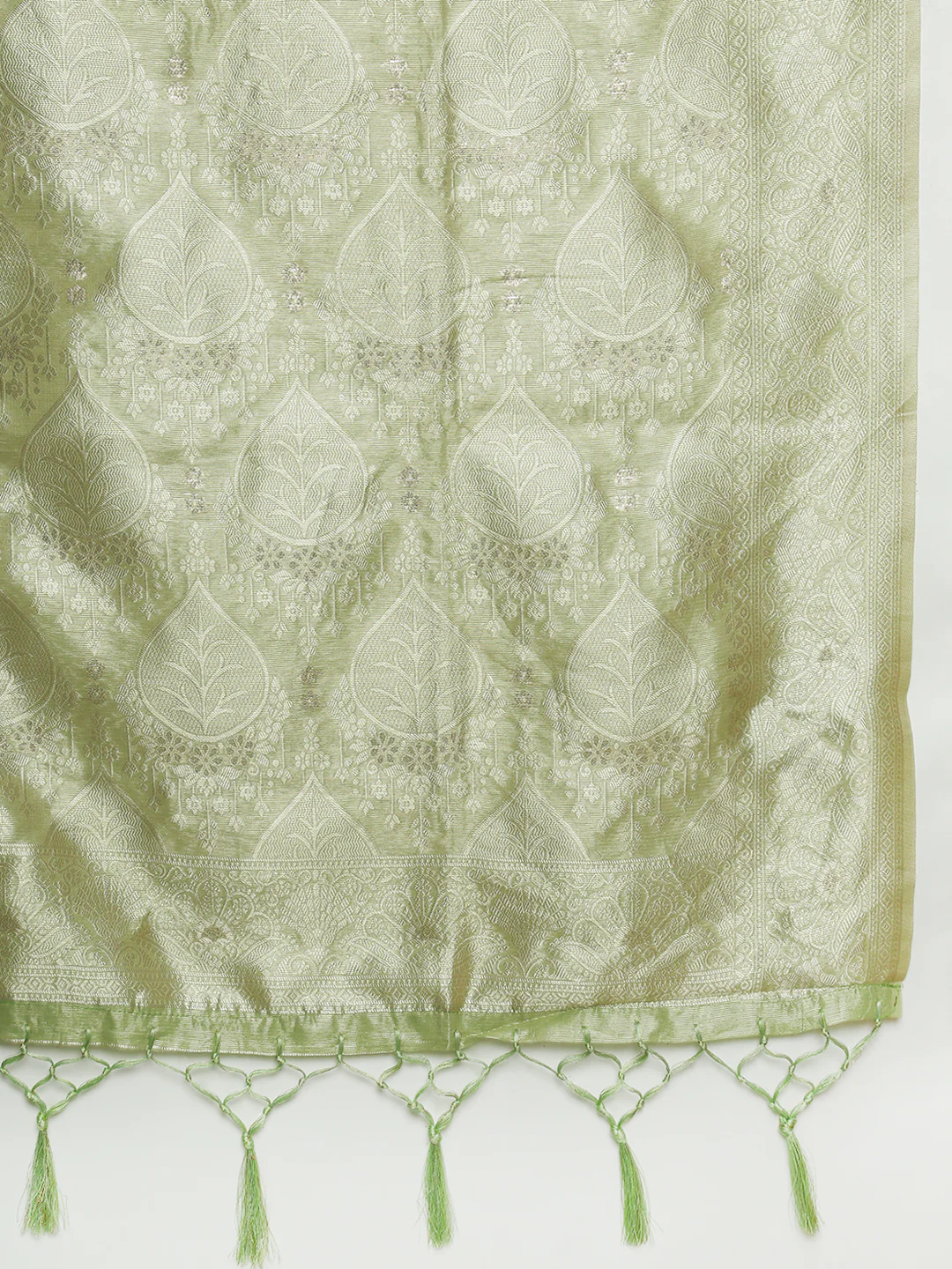 Women Green Cotton Weaving Saree PCS261 - Image 6