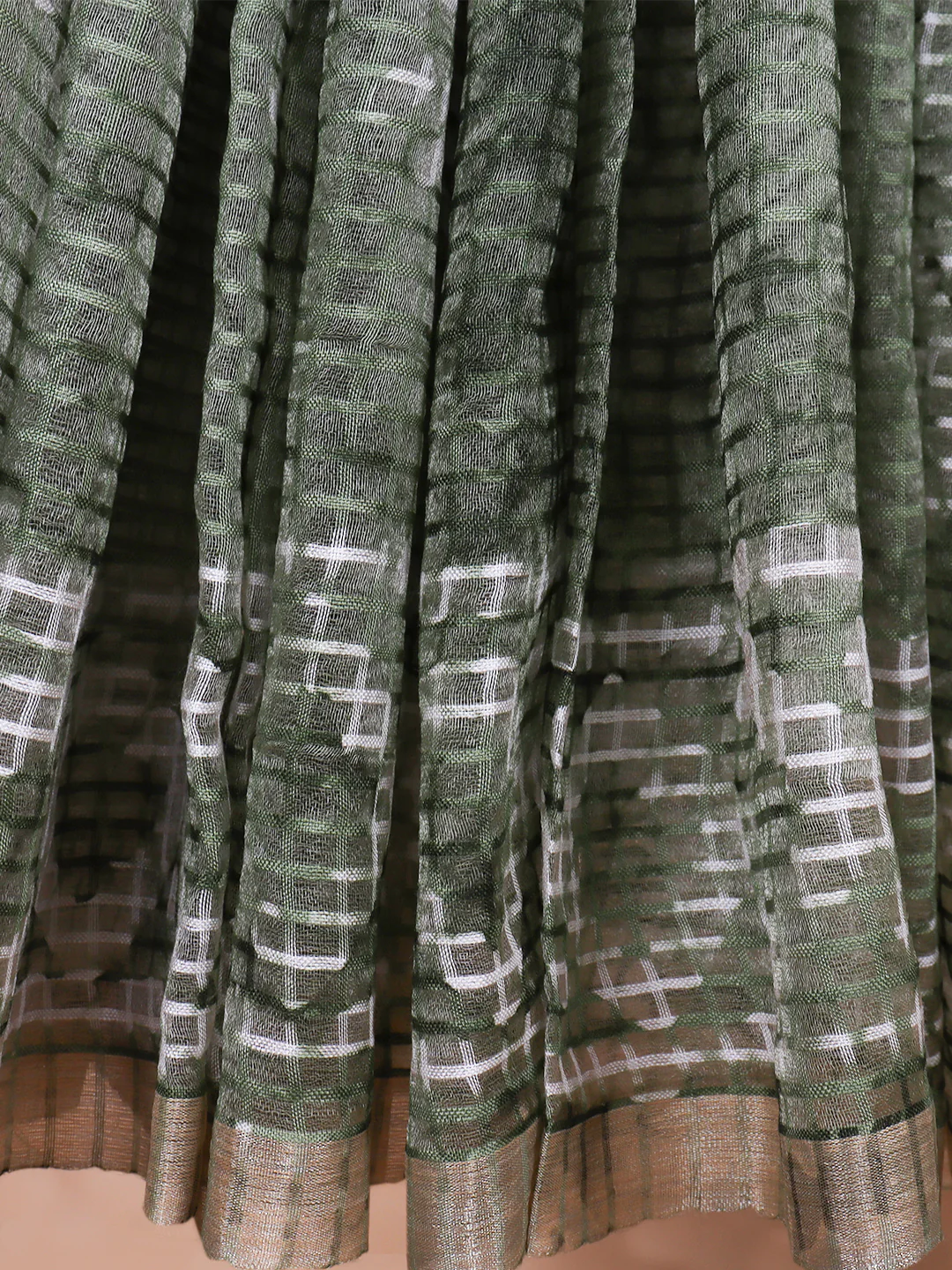 Women Green Fancy Cotton Saree SS364 - Image 2