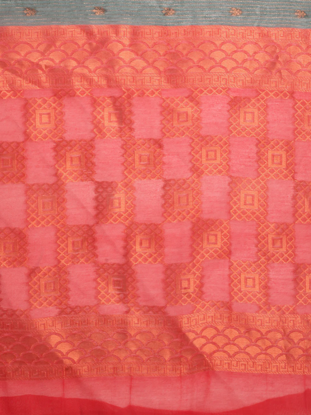 Women Green Kora Cotton Saree SK105 - Image 5