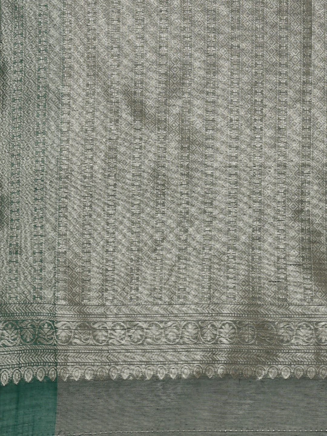 Women Green Semi Kora Cotton Saree SK117 - Image 7