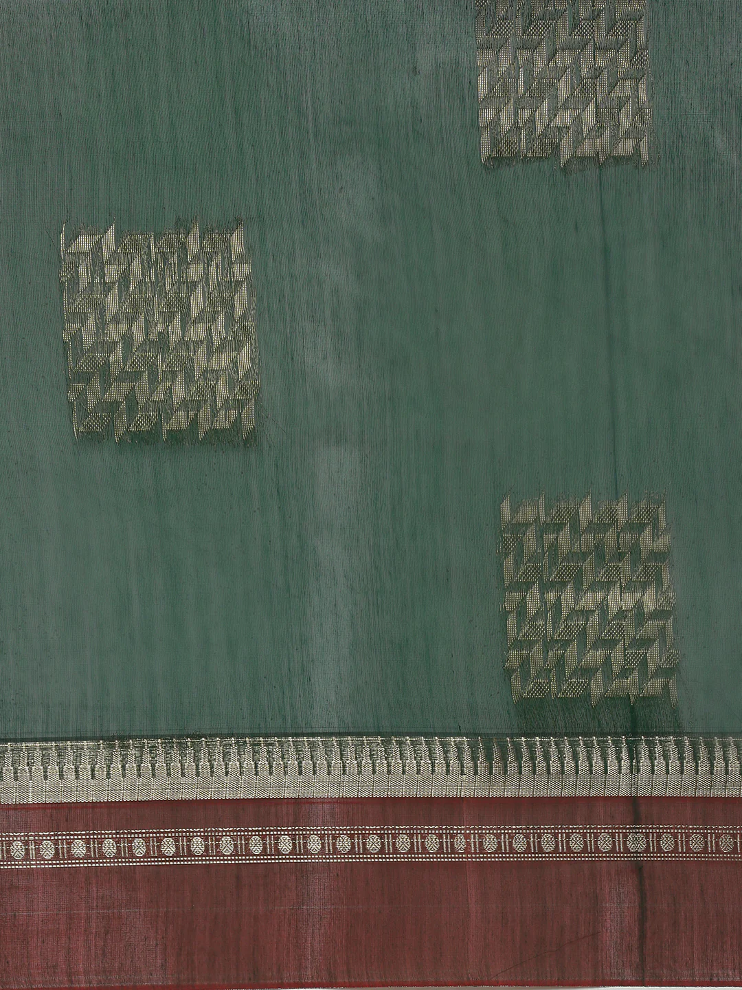 Women Green Kora Cotton Fancy Saree SK119 - Image 6