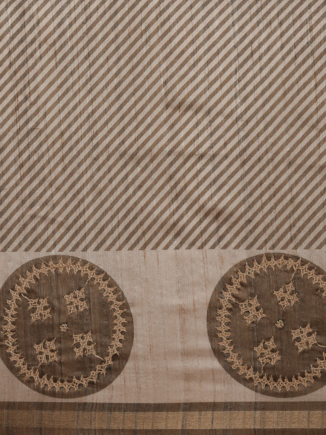 Women Green with Brown Semi Raw Silk Embroidered Saree SRS112 - Image 5