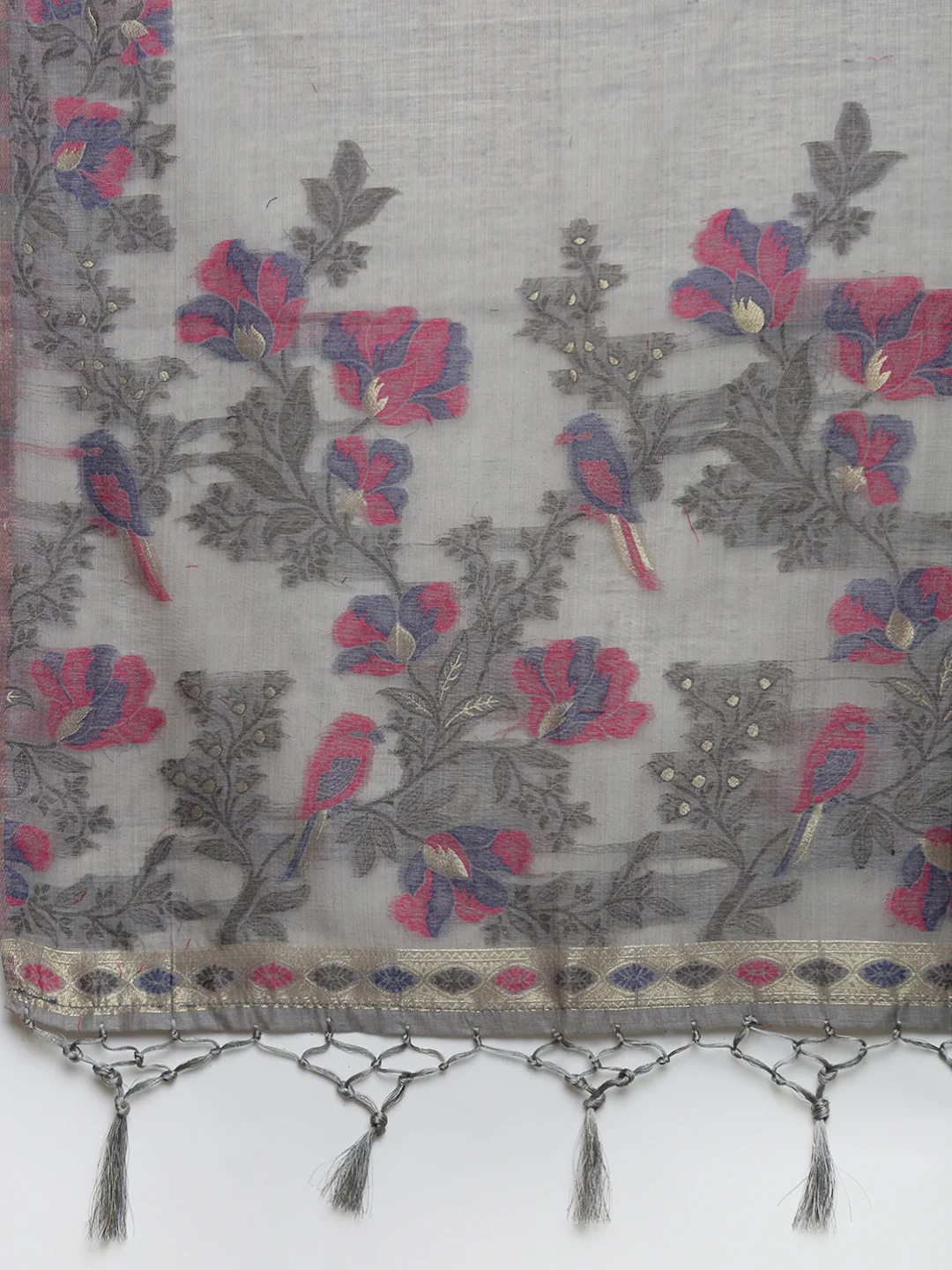 Women Grey Cotton Weaving Saree PCS250 - Image 5