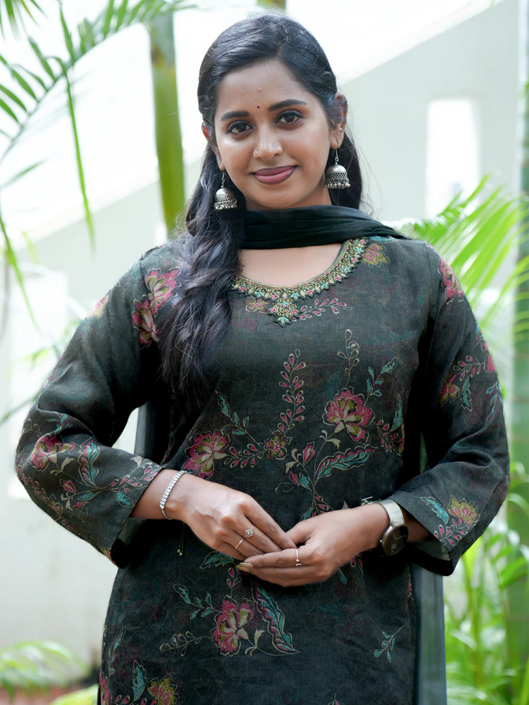 Women Greyish Green MM Silk Printed Kurti Set EKS129 - Image 6