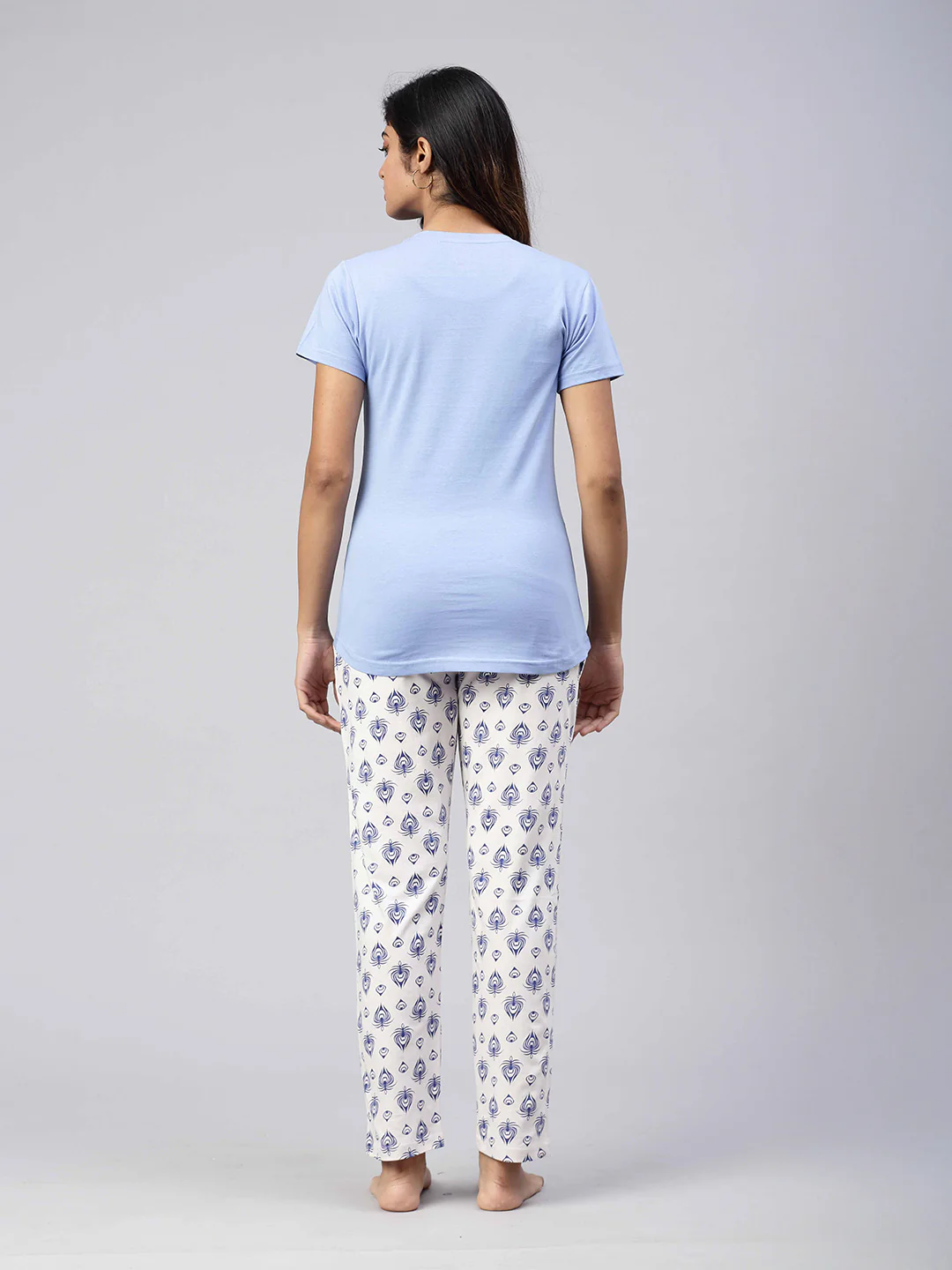 Women Knit Cotton Loungewear Set Blue - Image 3