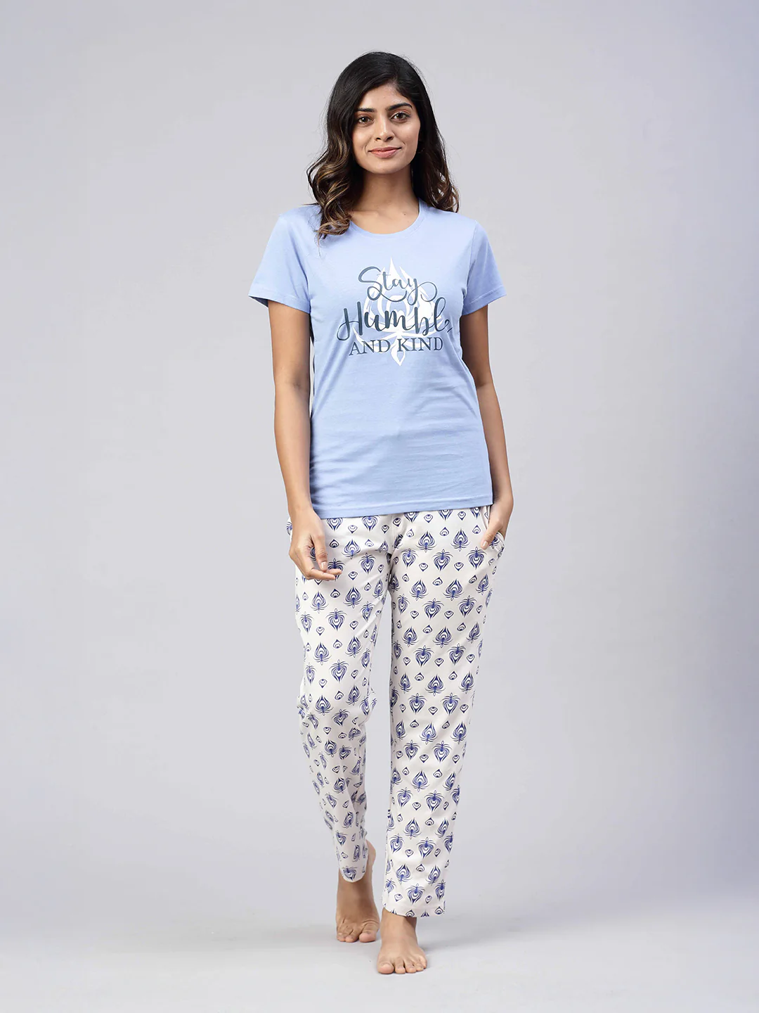 Women Knit Cotton Loungewear Set Blue - Image 4
