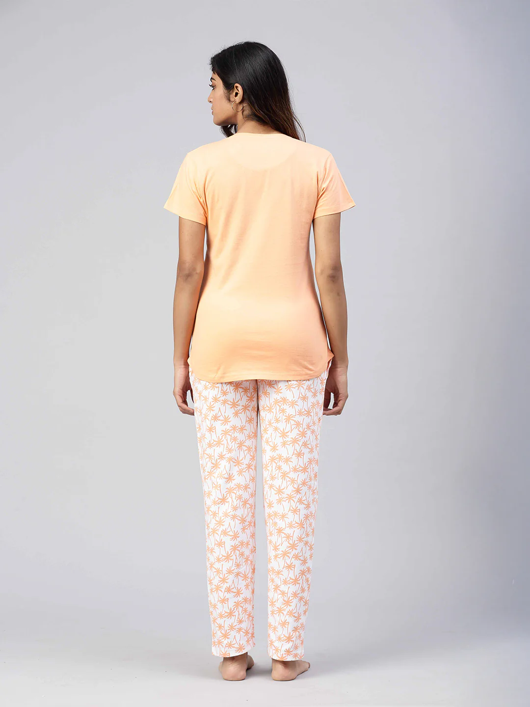 Women Knit Cotton Loungewear Set Coral Orange - Image 4