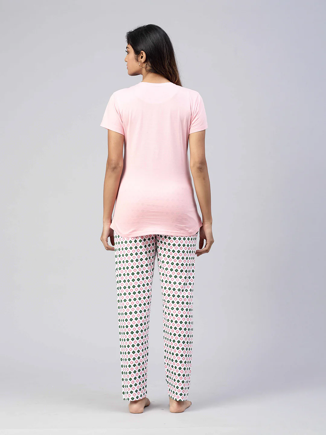 Women Knit Cotton Loungewear Set Light Pink - Image 3