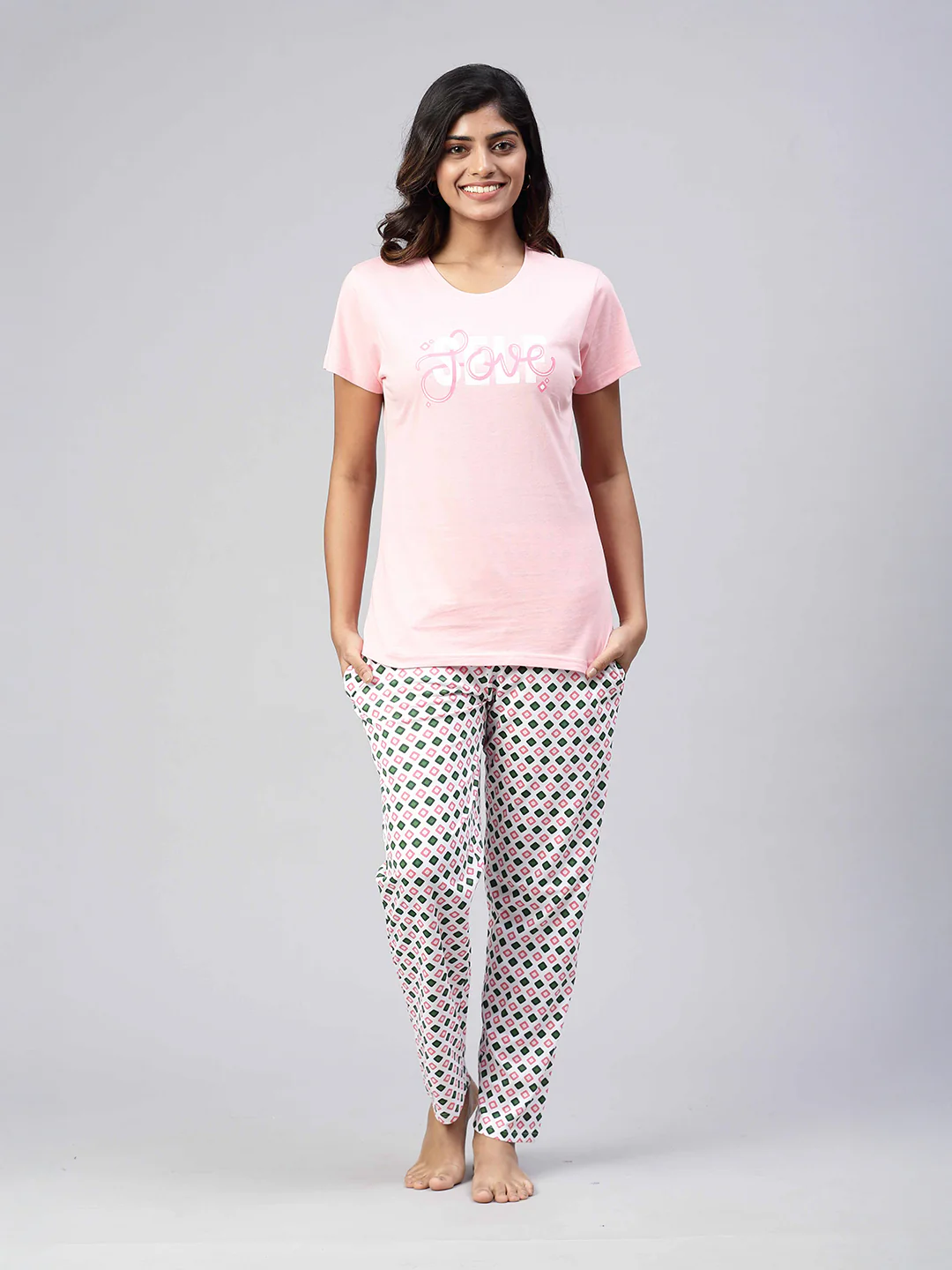 Women Knit Cotton Loungewear Set Light Pink - Image 5