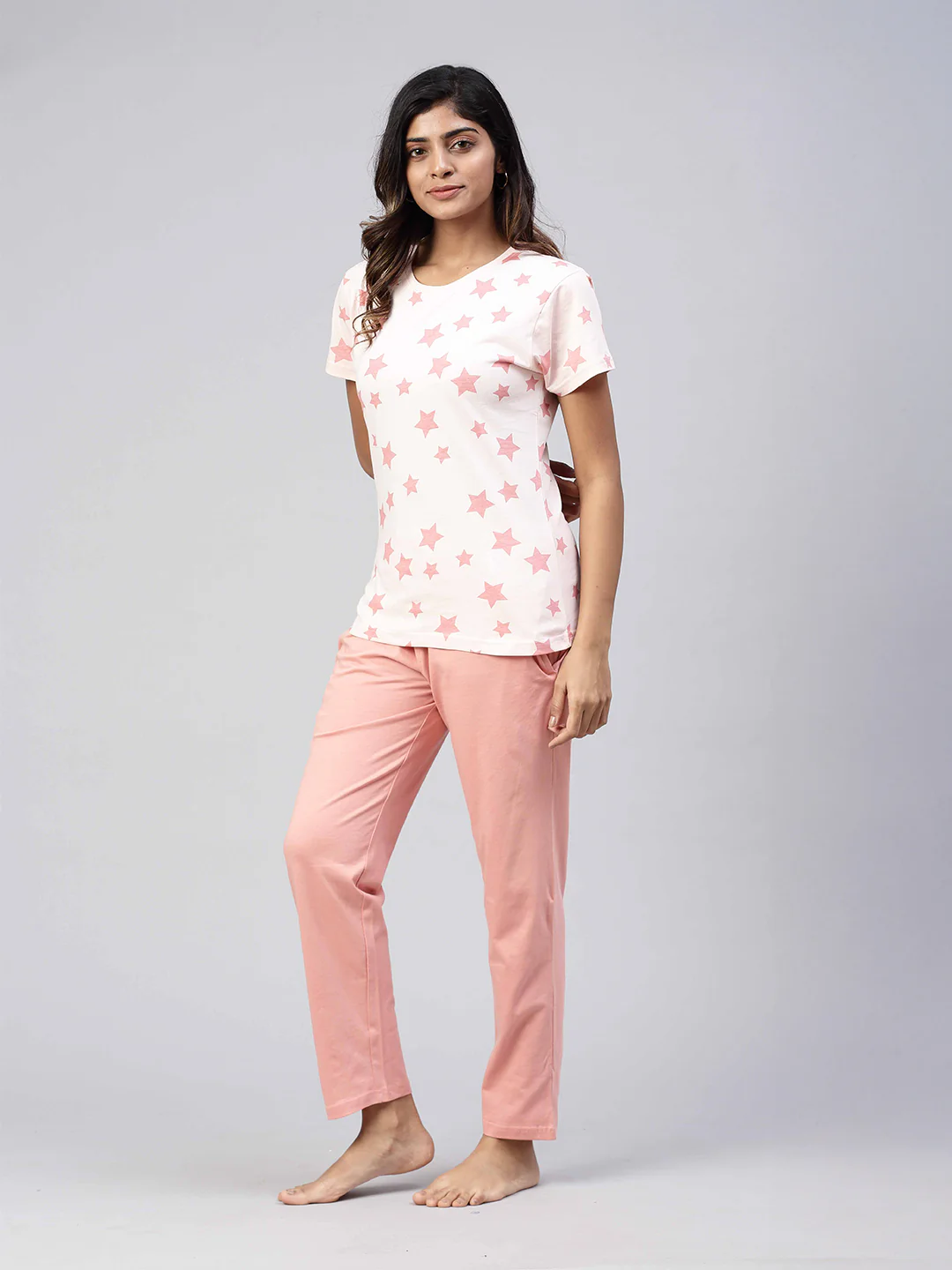Women Knit Cotton Loungewear Set Peach - Image 5
