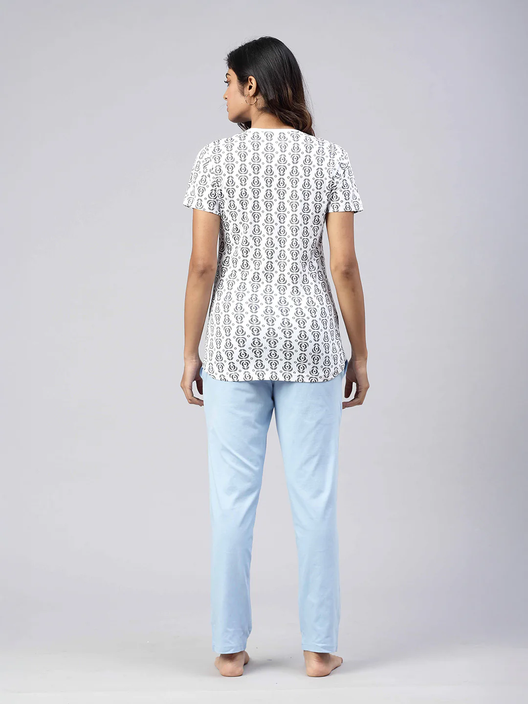 Women Knit Cotton Loungewear Set White - Image 3