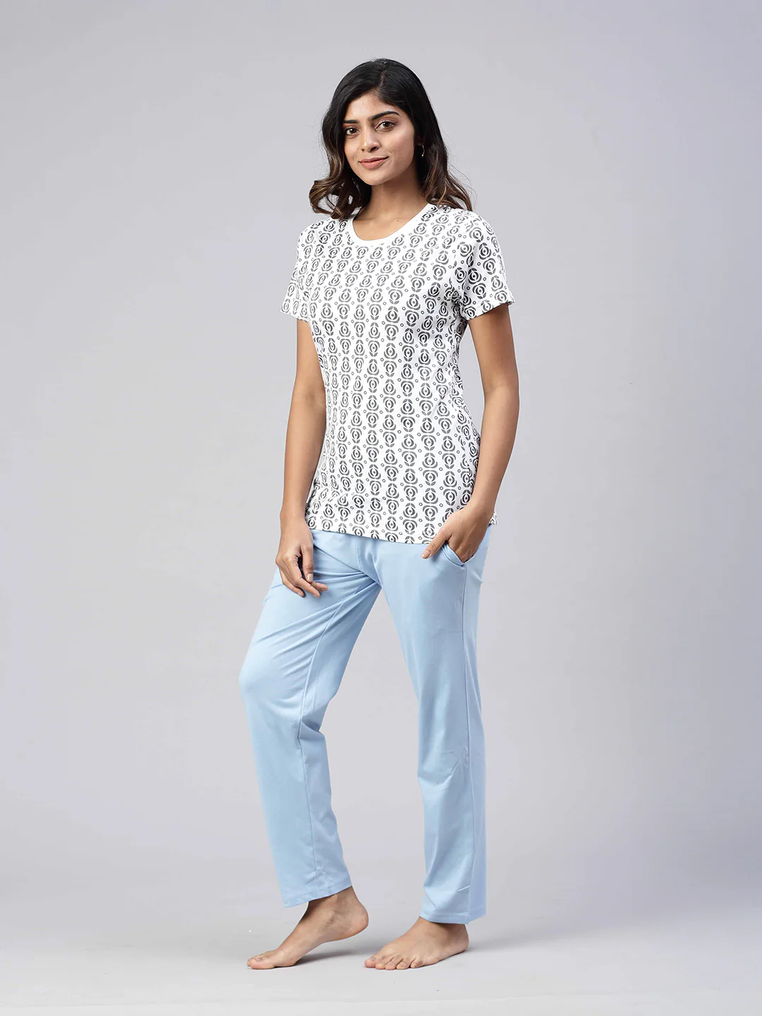 Women Knit Cotton Loungewear Set White - Image 4