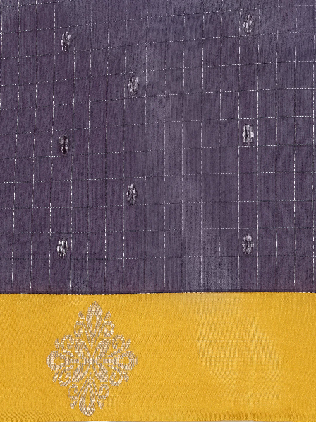 Women Kora Cotton Dark Purple Saree SK121 - Image 4