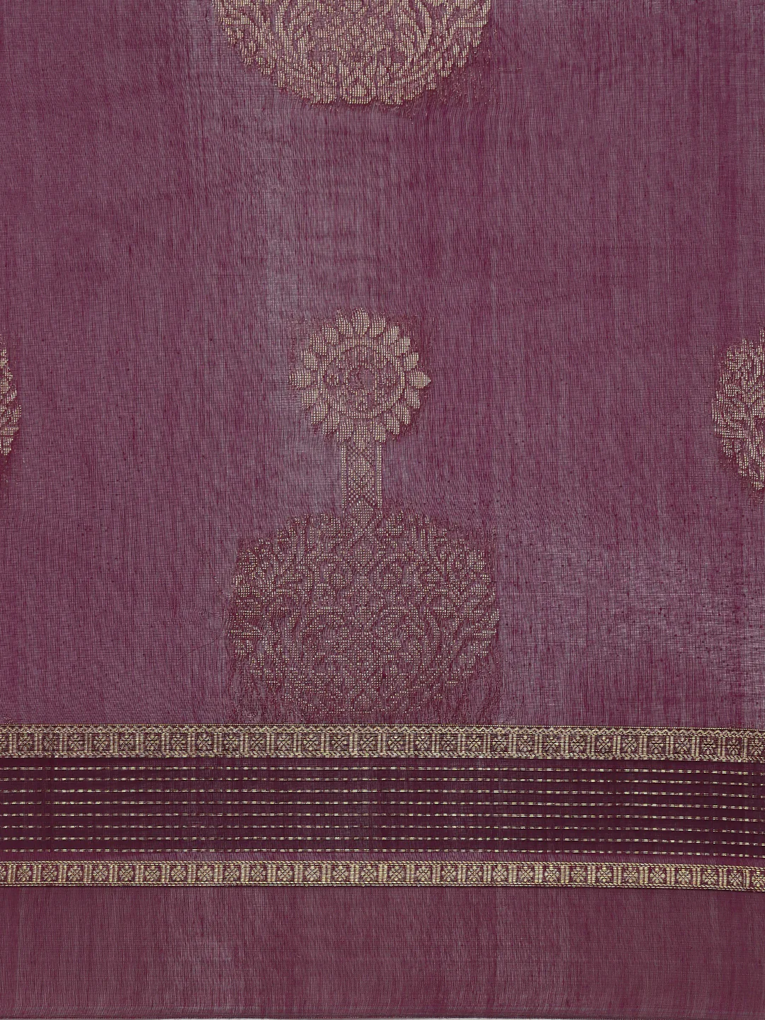Women Kora Cotton Dark Purple Saree SK129 - Image 6