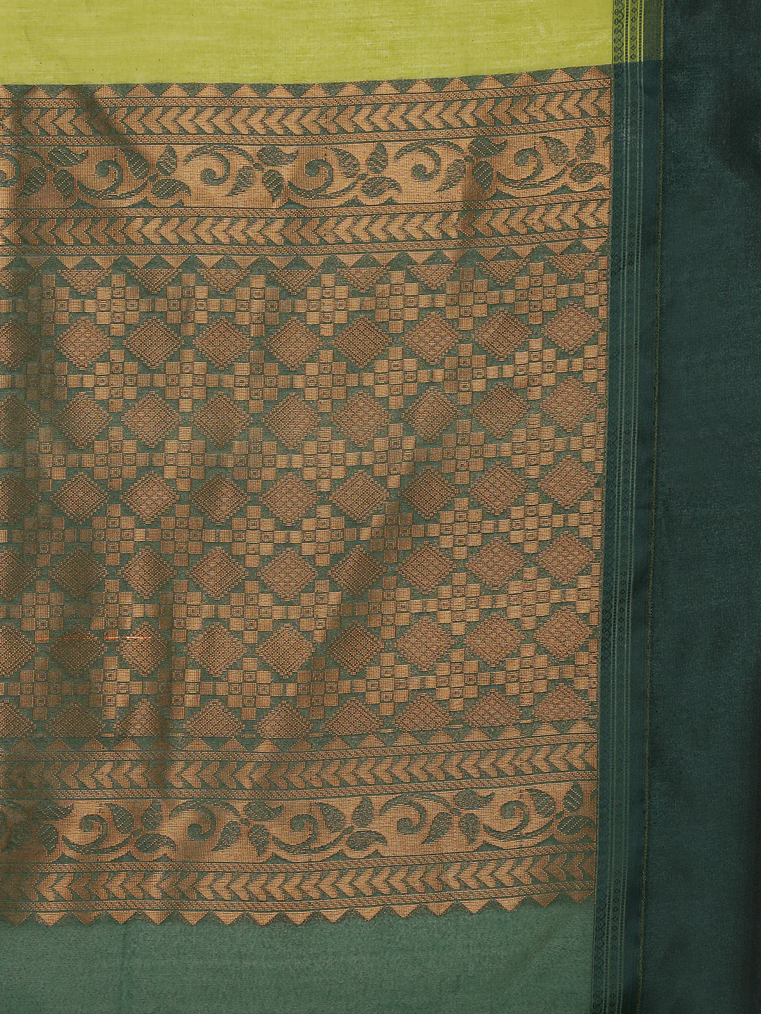 Women Kora Cotton Fancy Light Green Saree SK113 - Image 5