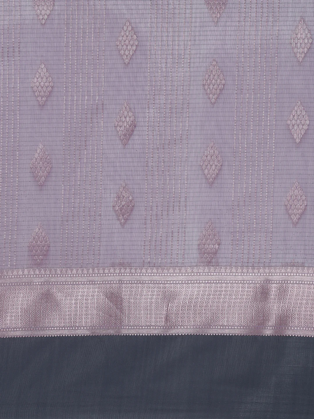 Women Lavender Semi Kora Cotton Saree SK124 - Image 6