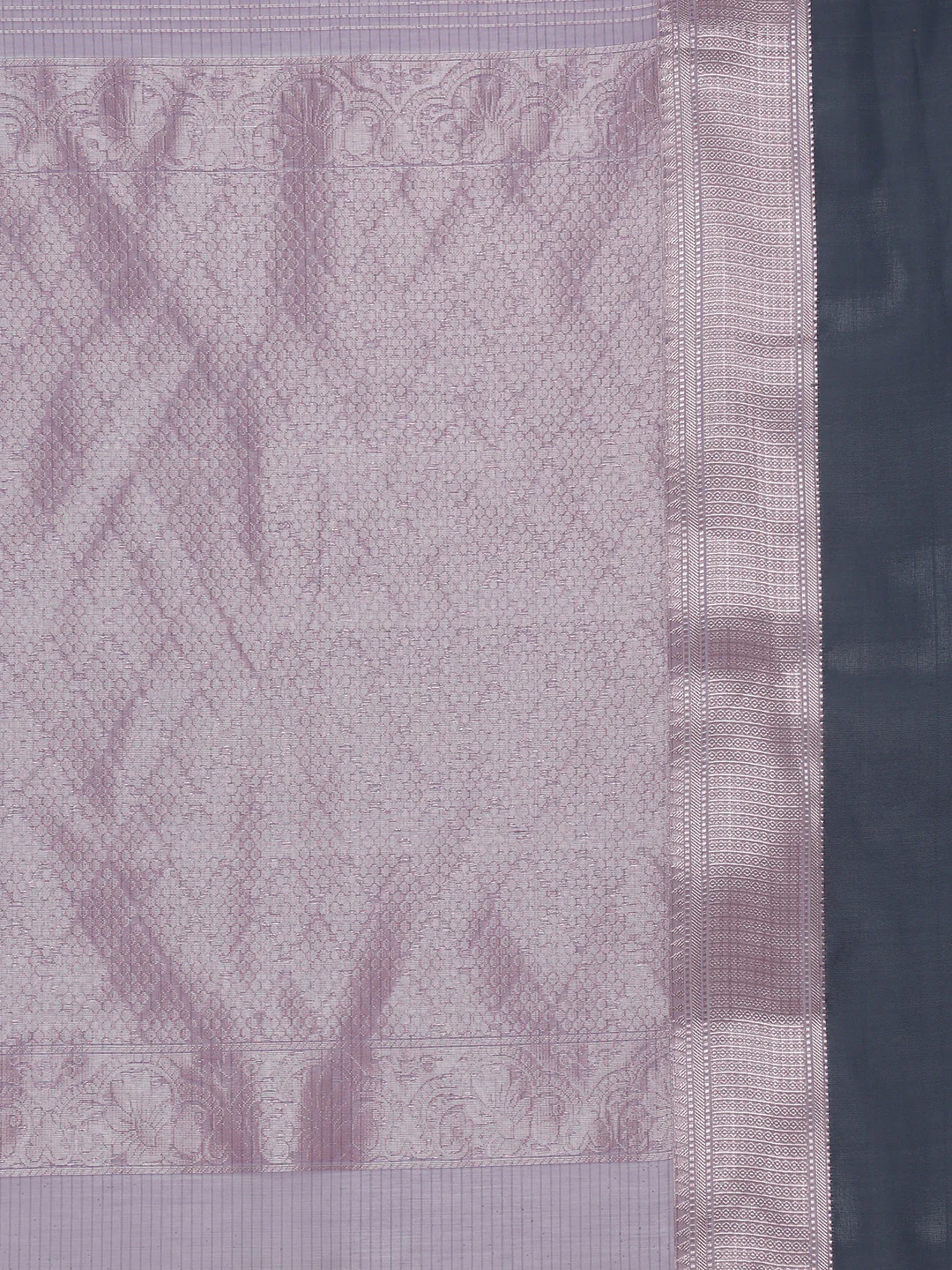 Women Lavender Semi Kora Cotton Saree SK124 - Image 7