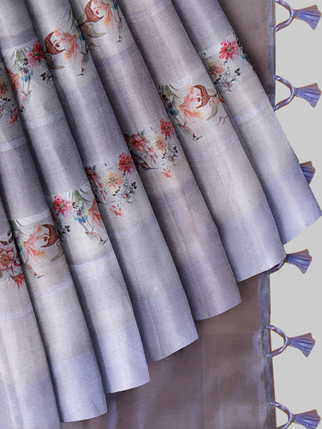 Women Lavender Semi Tussar Printed Saree ST291 - Image 3
