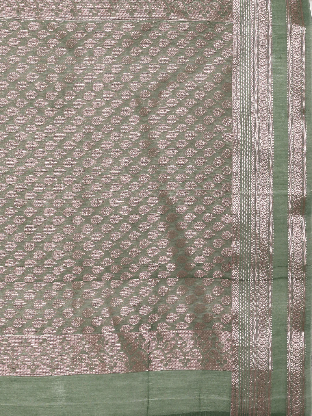 Women Light Blue Kora Cotton Fancy Saree SK103 - Image 7