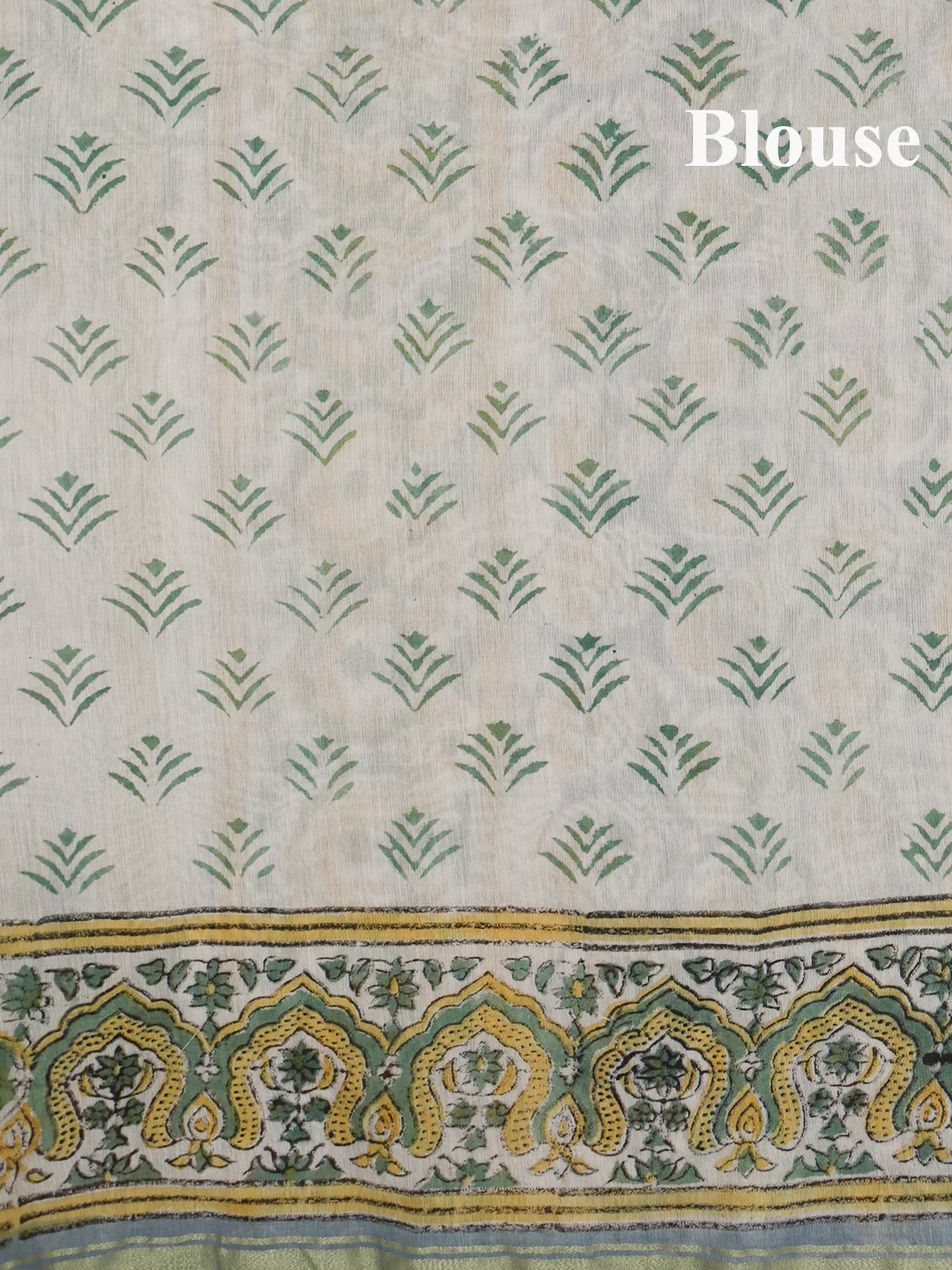 Women Light Blue Pure Chanderi Cotton Printed Saree SC75 - Image 5
