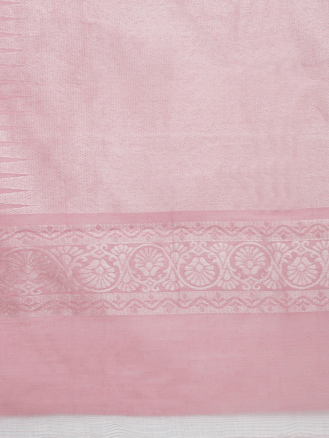 Women Light Pink Semi Kora Cotton Saree SK134 - Image 7