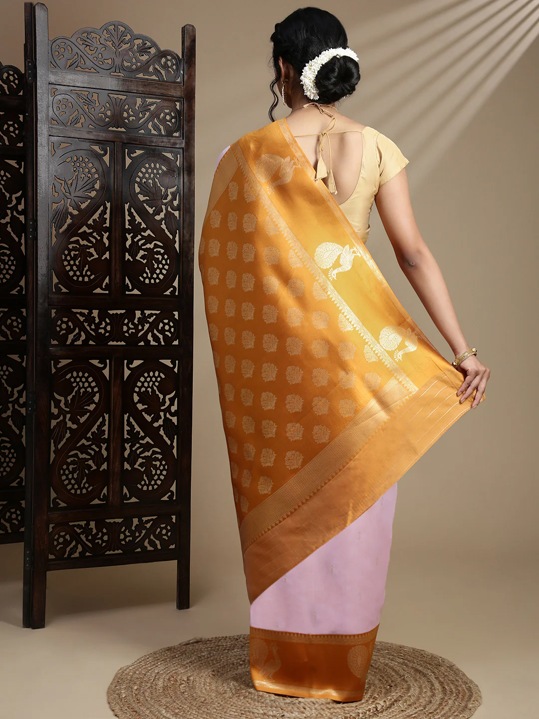 Women Light Pink Soft Silk Saree SS382 - Image 3