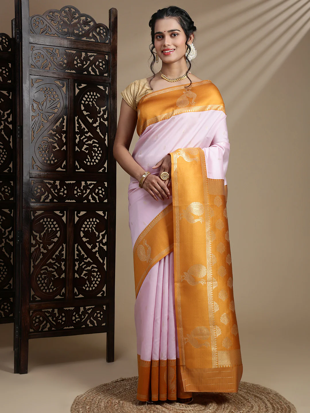 Women Light Pink Soft Silk Saree SS382 - Image 7