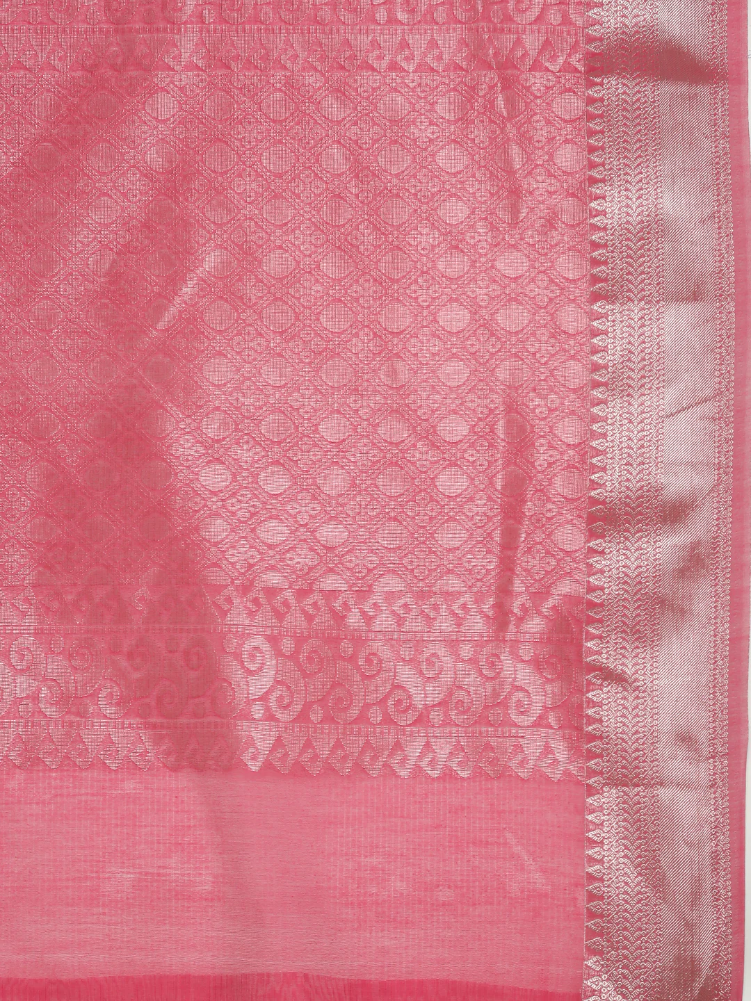 Women Light Purple Kora Cotton Fancy Saree SK110 - Image 7