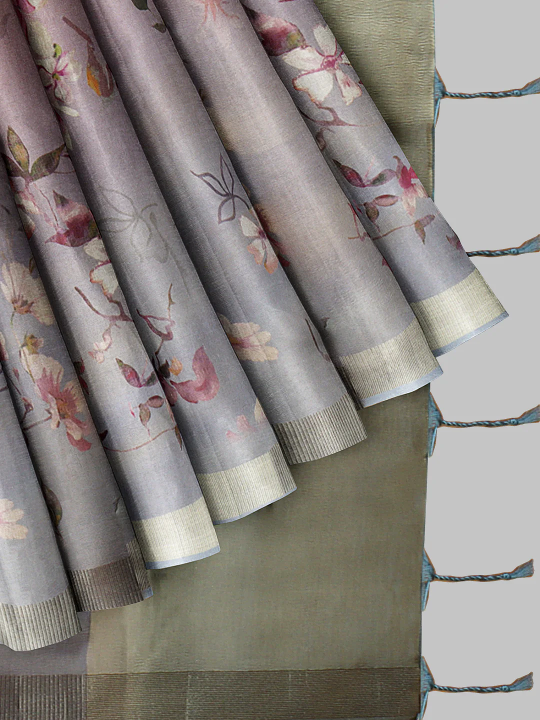 Women Light Purple Tissue Printed Saree TS46 - Image 2