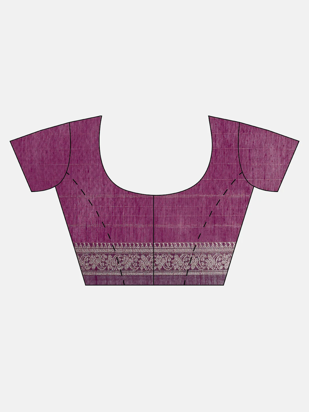 Women Magenta Semi Kora Cotton Saree SK127 - Image 5