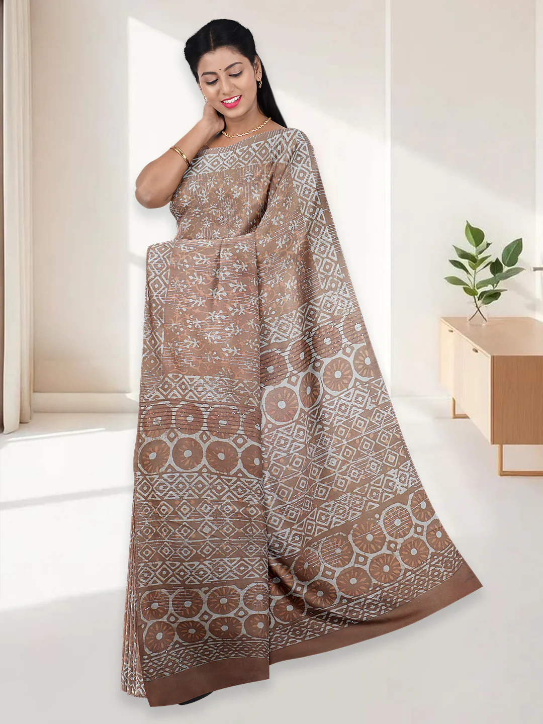 Women Mustard Pure Cotton Saree PCS192 - Image 4