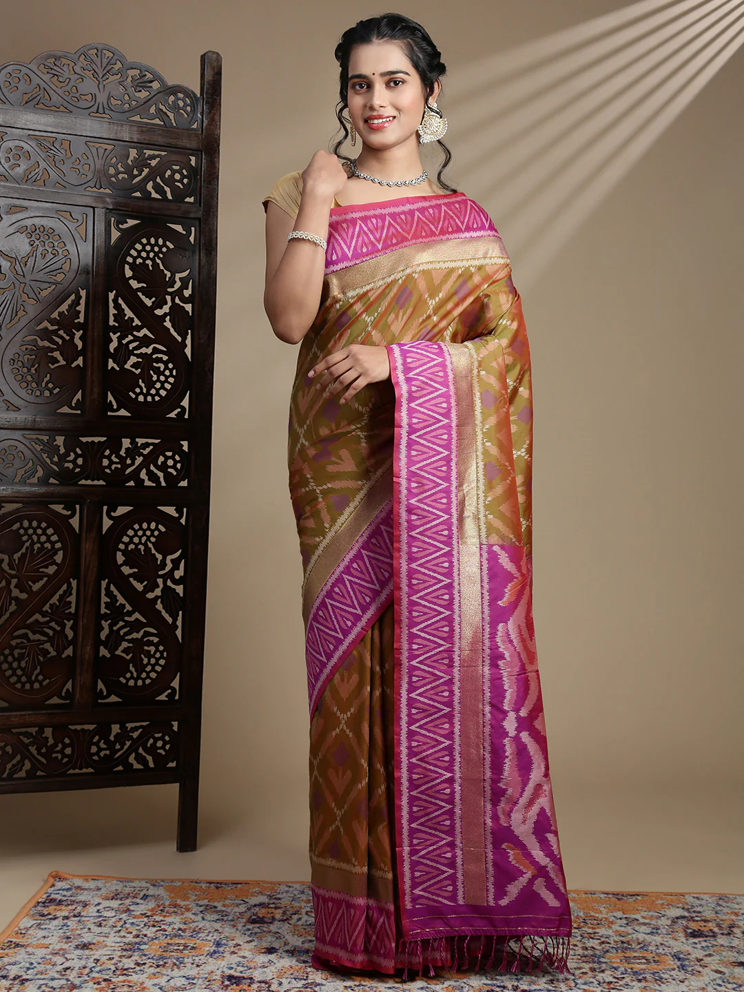 Women Mustard Soft Silk Saree SS394 - Image 2