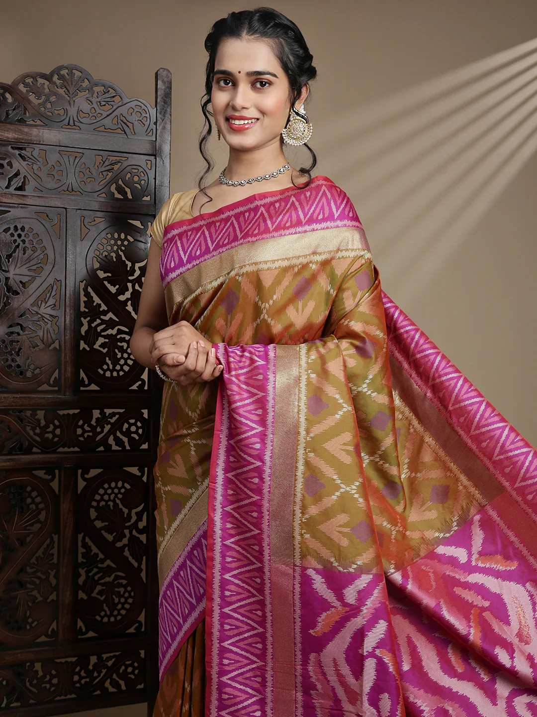Women Mustard Soft Silk Saree SS394 - Image 3