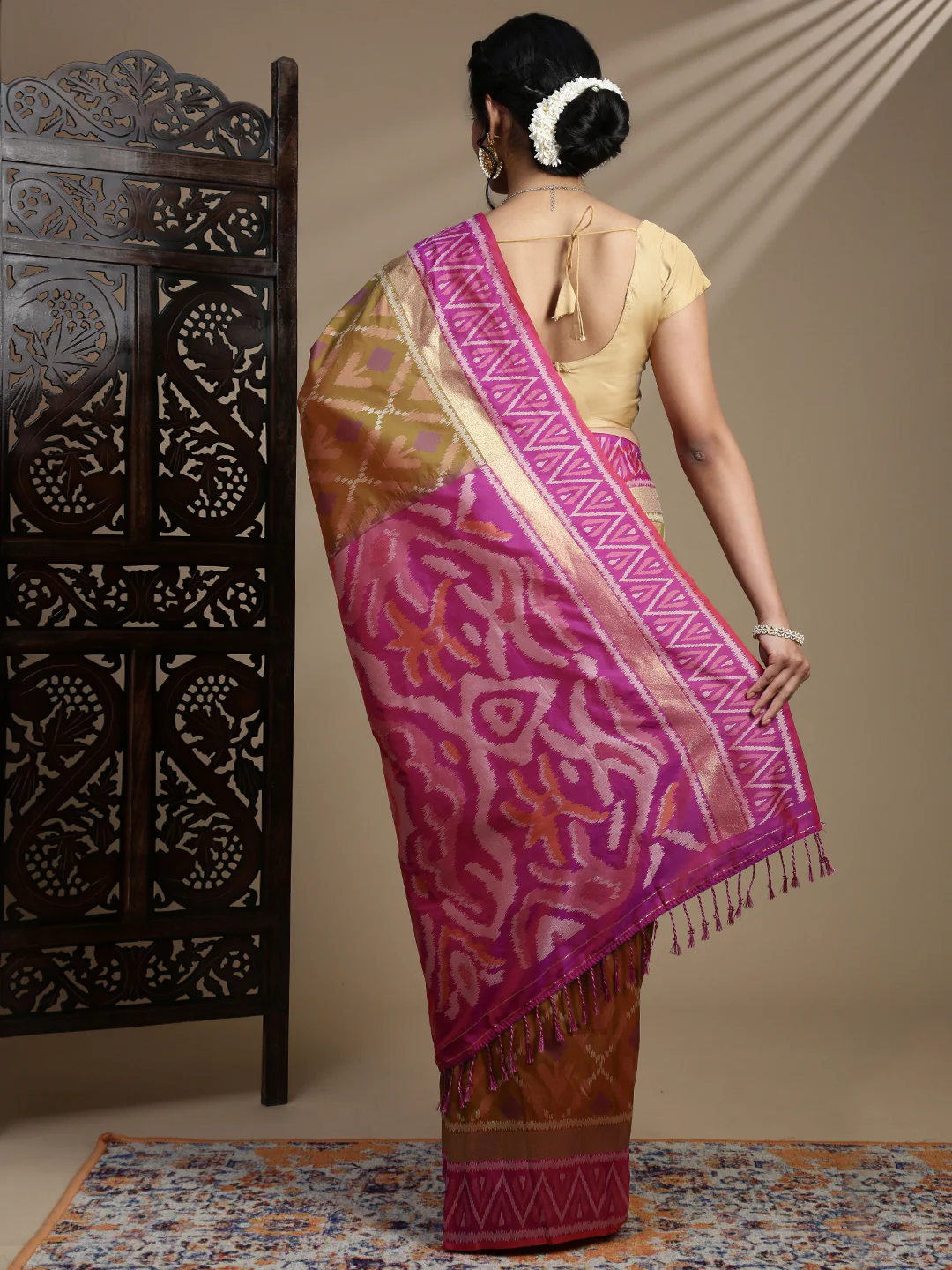 Women Mustard Soft Silk Saree SS394 - Image 4