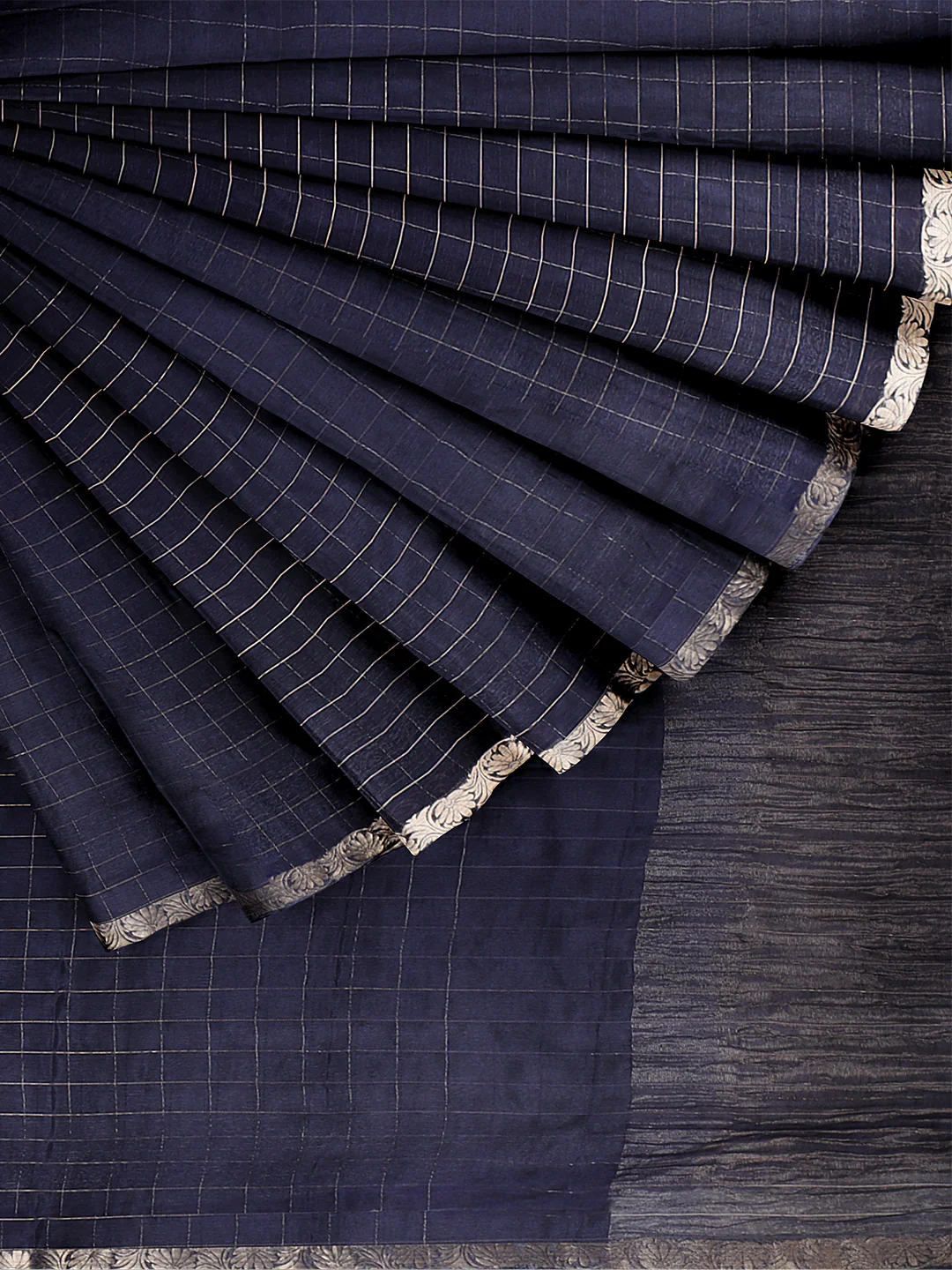 Women Navy Blue Semi Silk Saree SS346 - Image 4