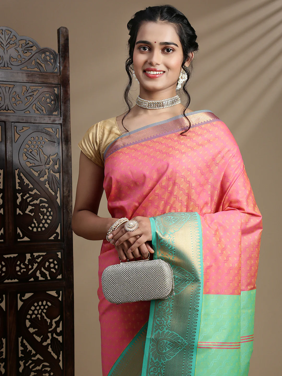 Women Light Orange Art Silk Saree ASS123 - Image 2