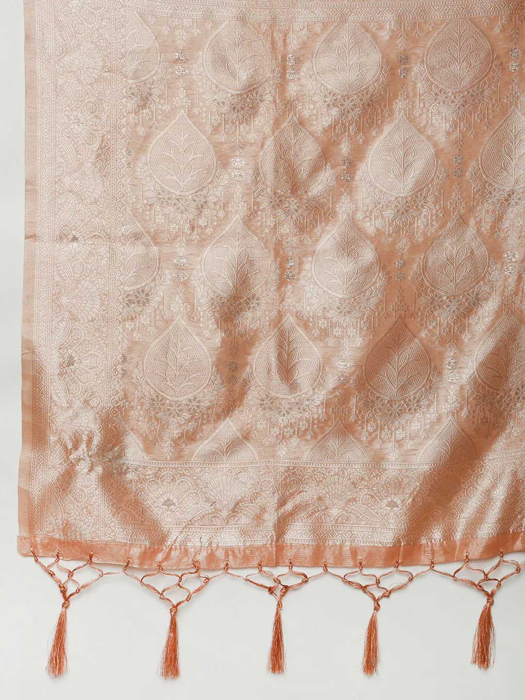 Women Peach Cotton Weaving Saree PCS257 - Image 6